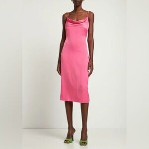 We Wore What Women's Hot Pink Cowl Neck Satin Charmeuse Midi Dress Size 4
